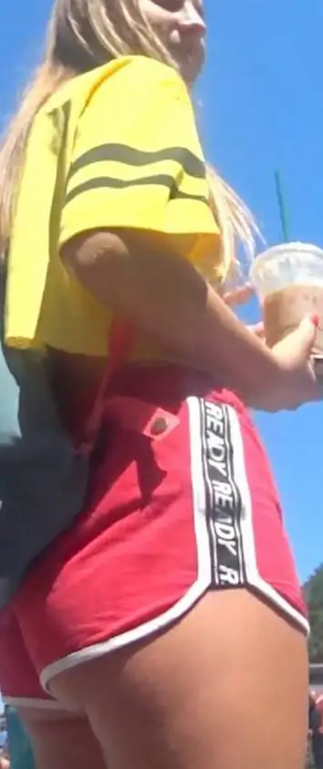 Red Shorts Creepshot Teen Gorgeous Ass