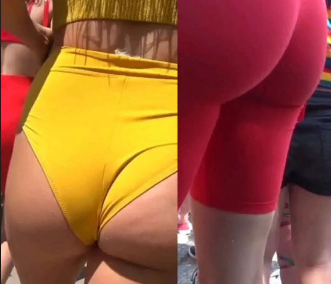 Yellow Bikini and Red Leggings