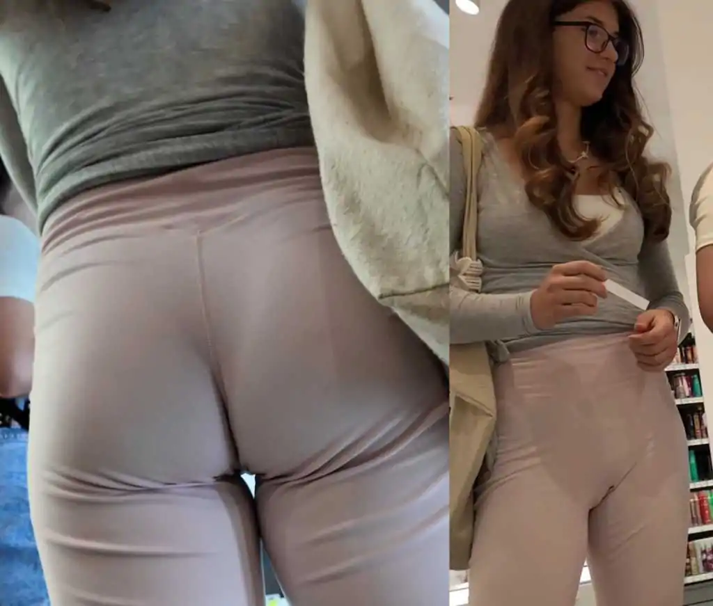 Cream leggings sexy ass teen