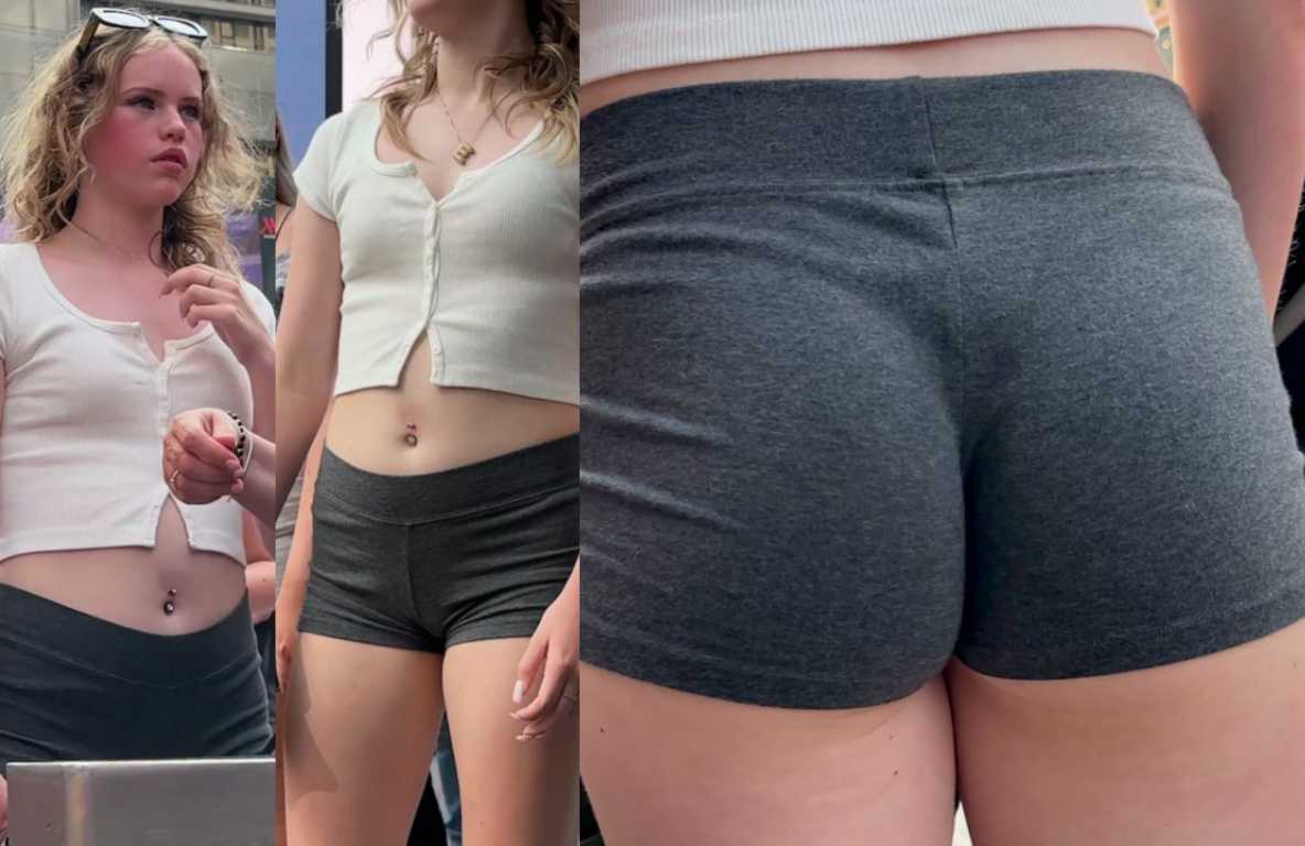 Epic teen ass in shorts cute face