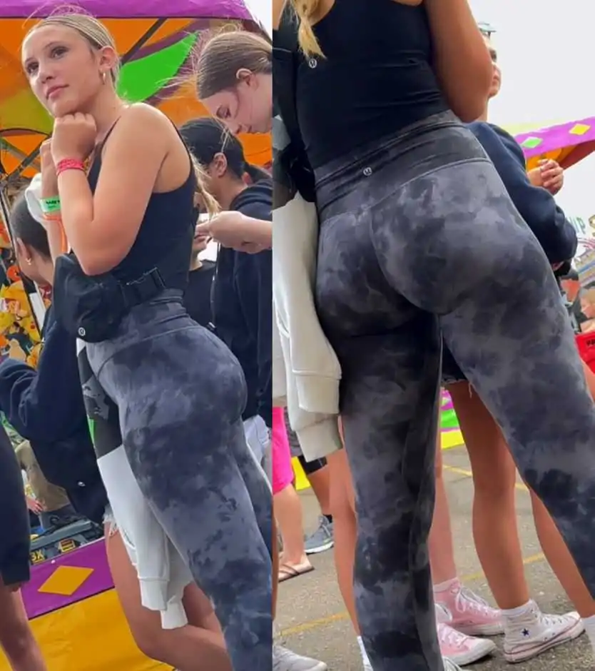 Sexy teen ass creepshot in grey leggings