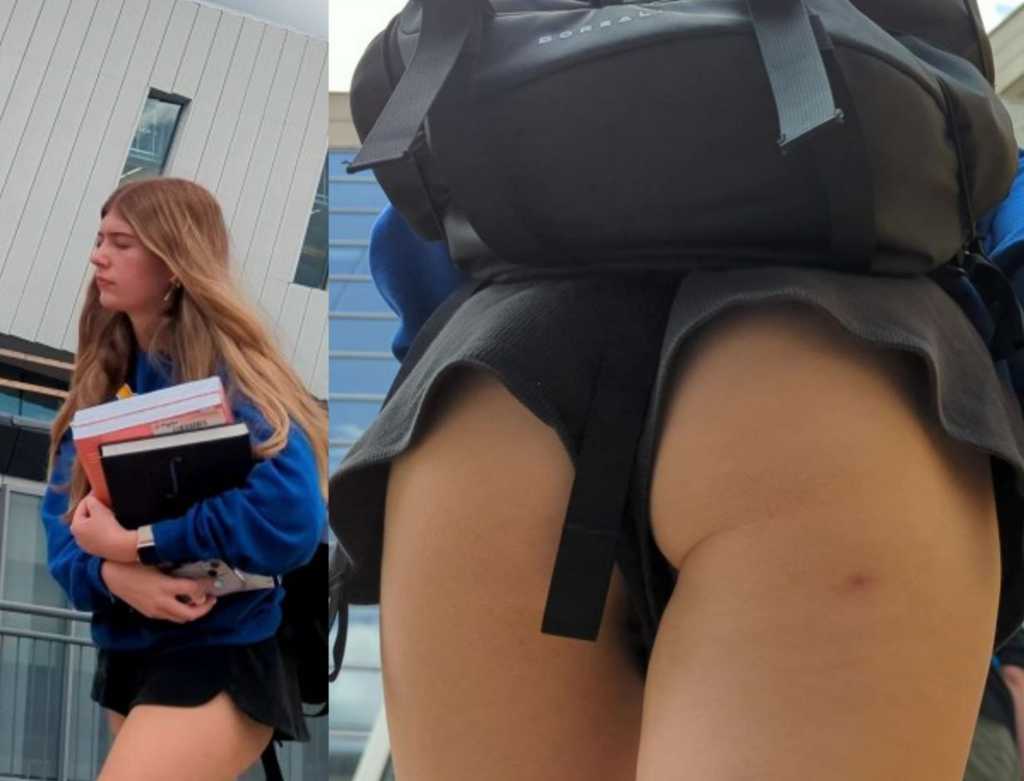 Shy skinny college teen