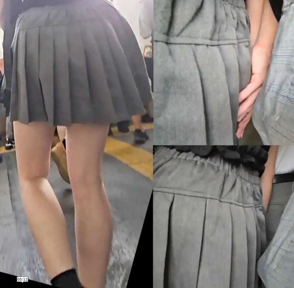 Touching schoolgirl in short skirt