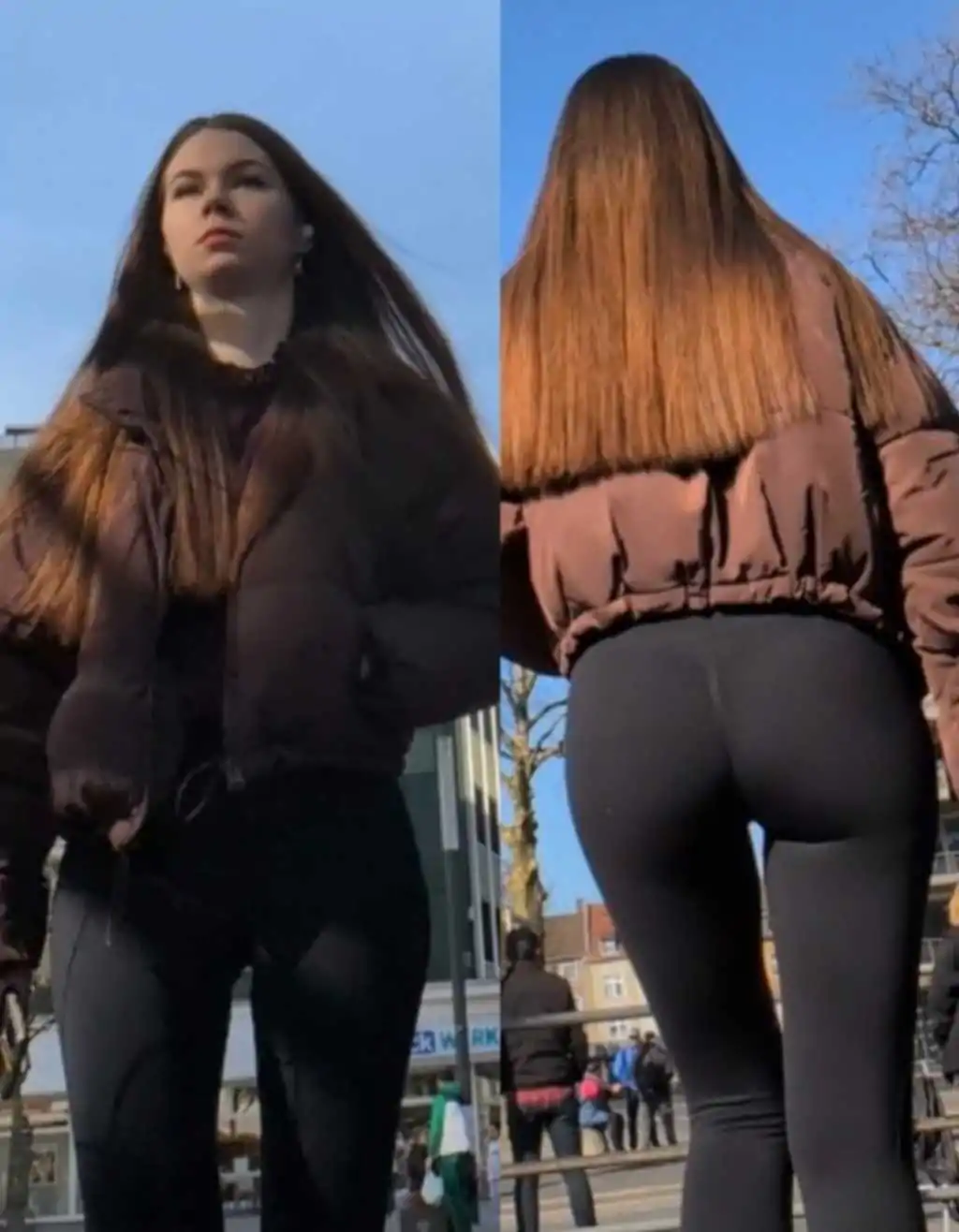 Following tight teen ass in leggings