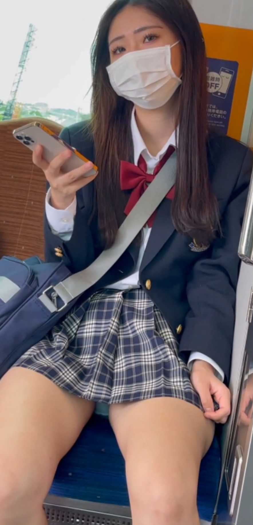 Frontal upskirt asian teen subway creepshot