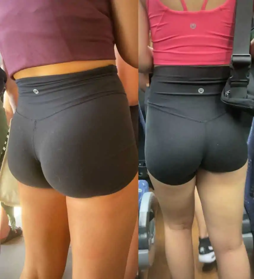 Awesome ass teen duo in lulu shorts