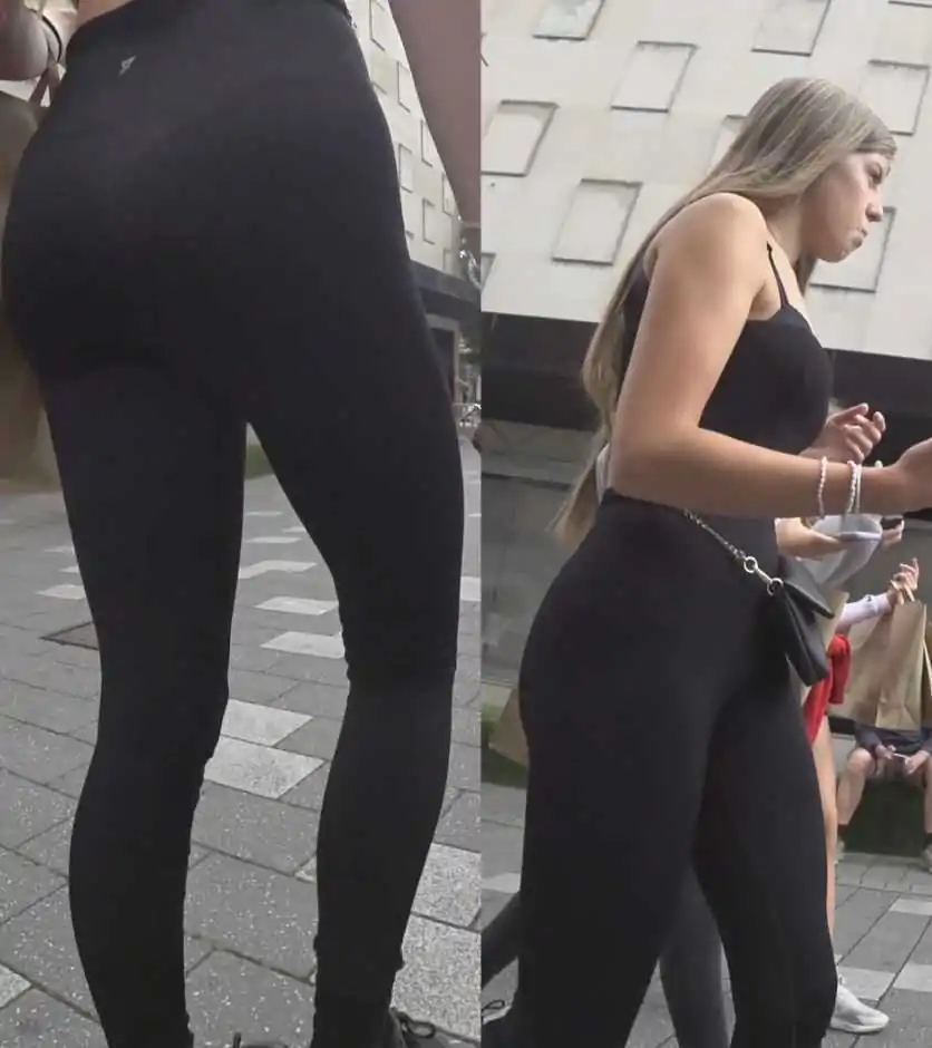 Candid teens in leggings and shorts