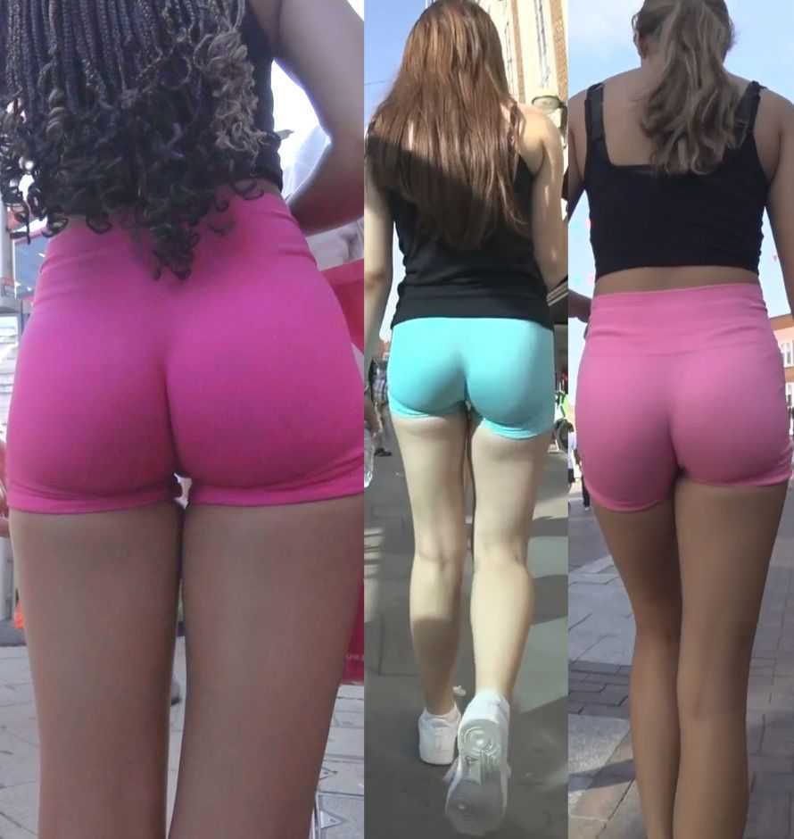 Three Candid Teens In Shorts