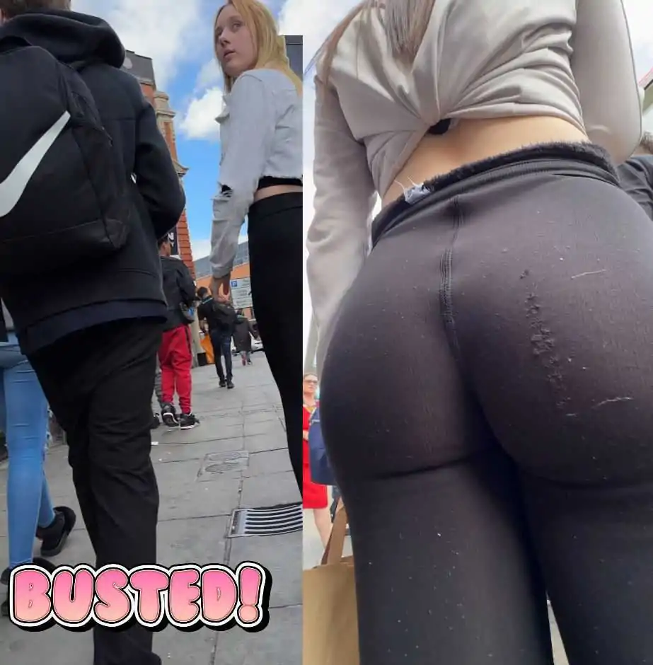 Busted By Blonde Teen In Cheap Leggings