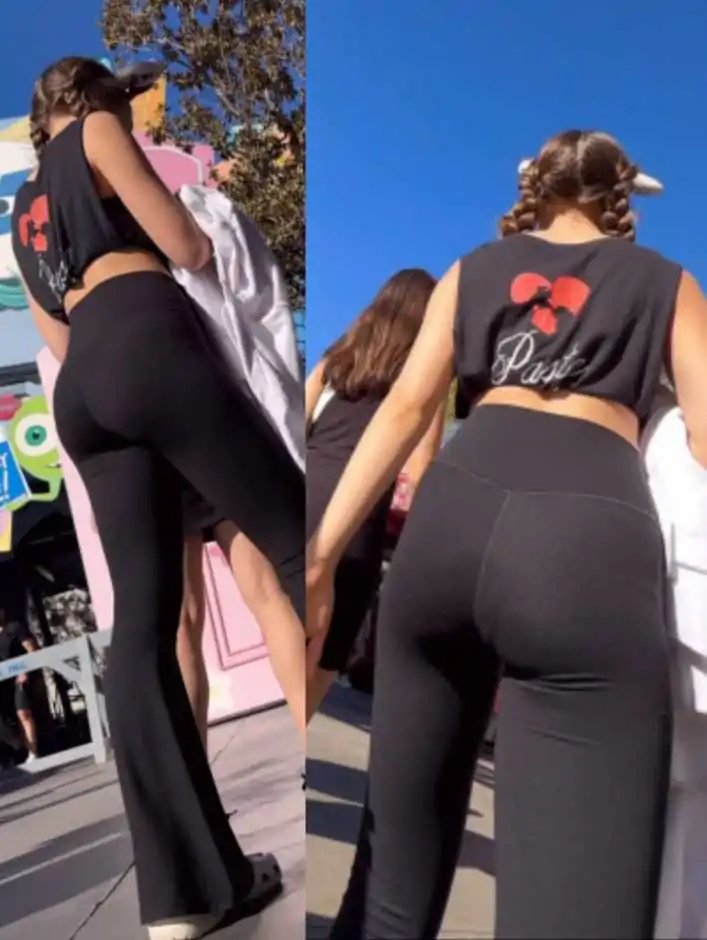 Pigtailed Teen In Black Leggings