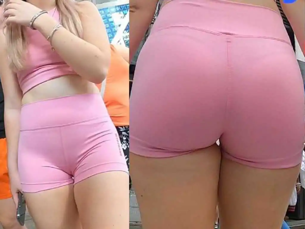 Pink Outfit and Blue Thong