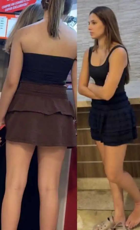 Two Teenies In Short Skirt