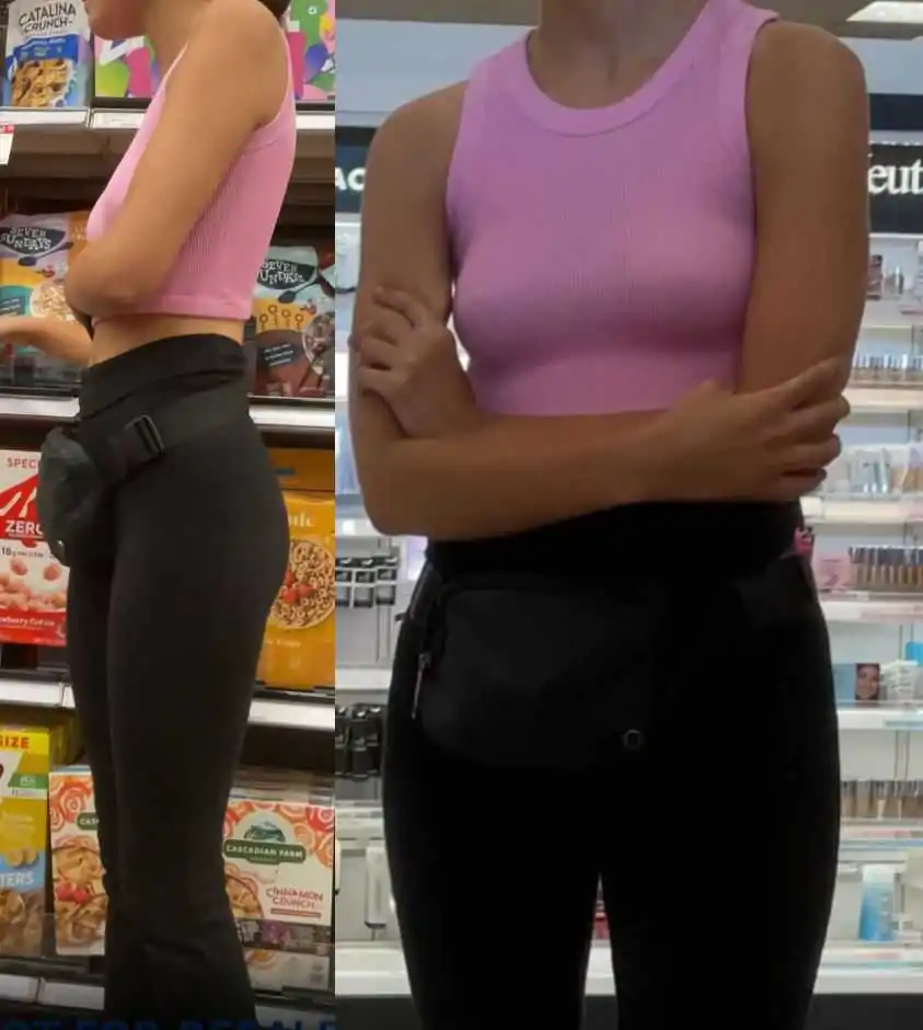 Busted By Braless Teen In Leggings