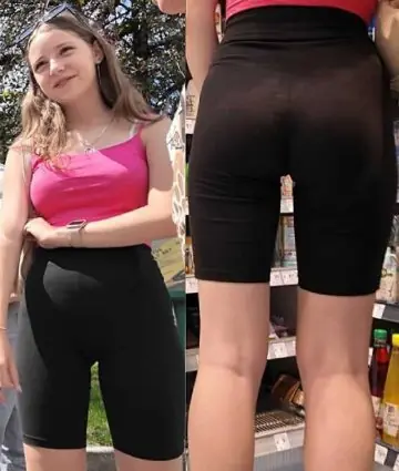 Adorable Teen In Biker Shorts