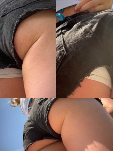 Black Denim Shorts Teen Showing Panties Long Version