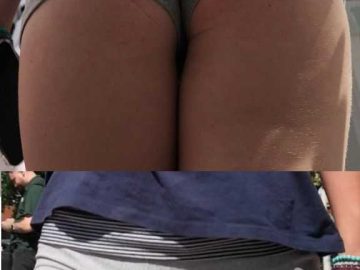 Grey Shorts Teen Creepshot With Friends