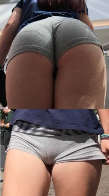 Grey Shorts Teen Creepshot With Friends