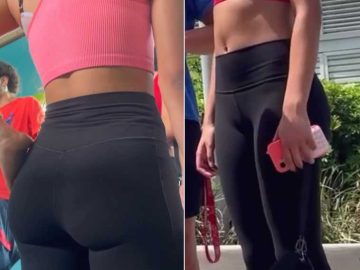 Two Cute Teenies In Black Leggings