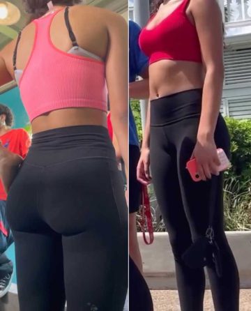 Two Cute Teenies In Black Leggings